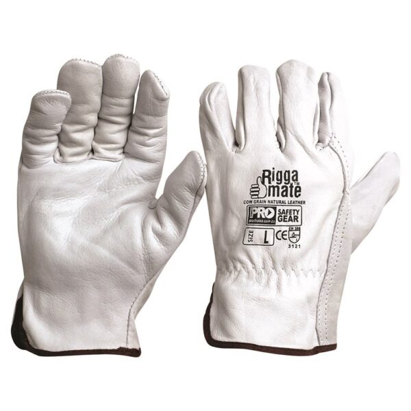 RIGGAMATE COW GRAIN NATURAL LEATHER GLOVES SIZE : S-2XL
