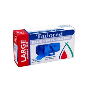 BLUE VINYL DISPOSABLE GLOVES - FOOD SAFE POWDER FREE (GLVBPF) SIZE : L