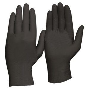 DISPOSABLE NITRILE BLACK GLOVES POWDER FREE SIZE : S - XL
