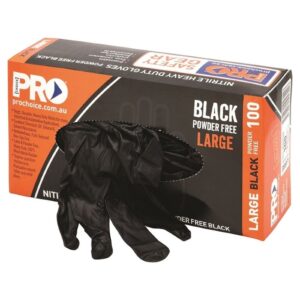 DISPOSABLE NITRILE HEAVY DUTY BLACK GLOVES POWDER FREE SIZE : S - 2XL