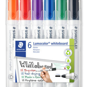 STAEDTLER LUMOCOLOR WHITEBOARD MARKERS BULLET 2mm (WALLET 6 ASSORTED COLORS )