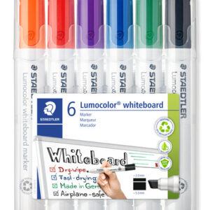 STAEDTLER LUMOCOLOR WHITEBOARD MARKERS CHISEL POINT( WALLET 6 ASSORTED COLORS)