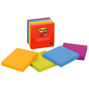 POST IT NOTE SUPER STICKY 73mm x 73mm NEON COLOURS