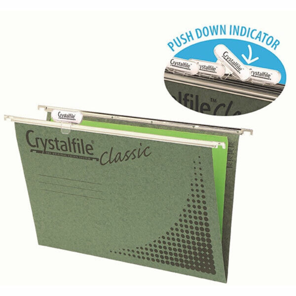 CRYSTALFILE SUSPENSION FILE TWINLOCK GREEN WITH TABS & INSERTS
