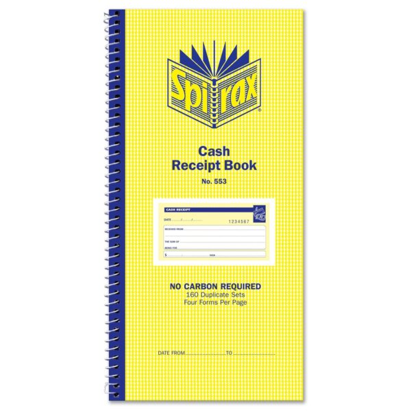 SPIRAX 553 CASH RECEIPT BOOK CARBONLESS 273 x 143mm