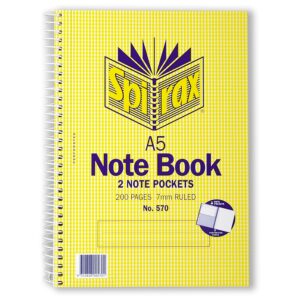 SPIRAX 570 NOTEPAD A5 2 NOTE POCKETS 200 PAGE