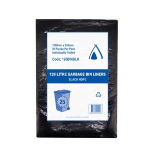 BLACK HDPE BIN LINERS 120L STAR SEAL 1100mm x 950mm