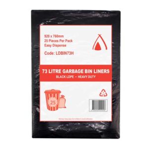 73L BLACK PREMIUM LDPE BIN LINER STAR SEAL 900mm x 760mm