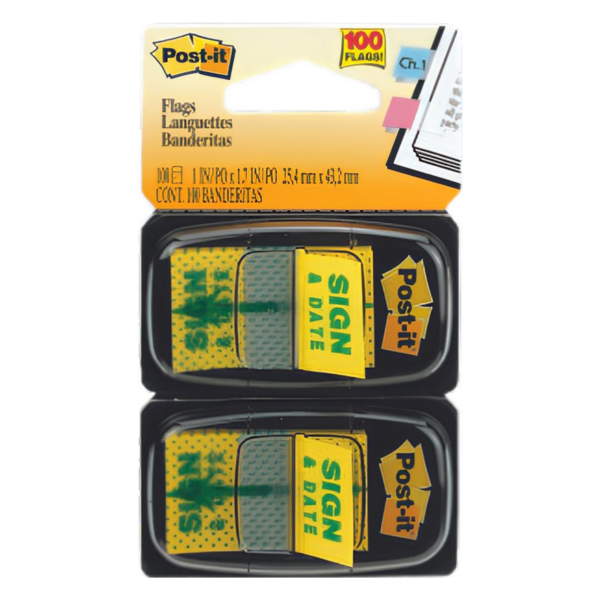 3M POST IT FLAG 'SIGN AND DATE' 25mm x 43mm TWIN PACK
