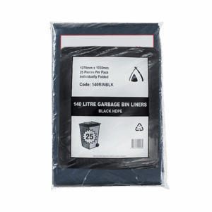 BLACK HDPE BIN LINERS 140L STAR SEAL 1270mm x 1030mm